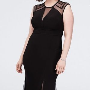 Illusion Jersey Plus Size Gown with Keyhole Back